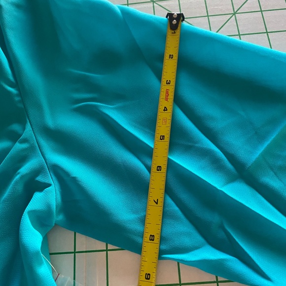 Turquoise/aqua formal 3 pc set, with silver geometric beading design, NWT, Sz 1X - Picture 9 of 16